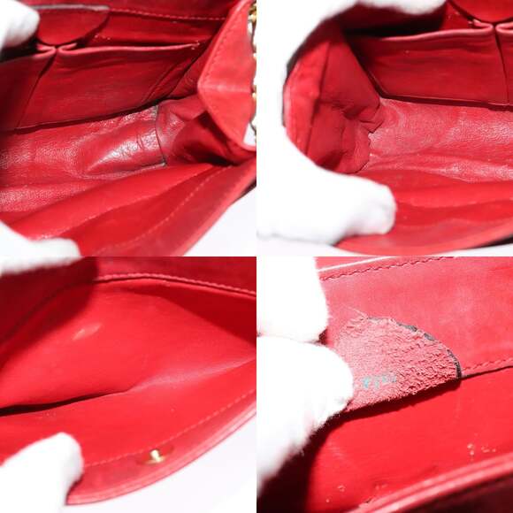 CELINE Chain Shoulder Bag Leather Red Gold - Picture 12 of 12